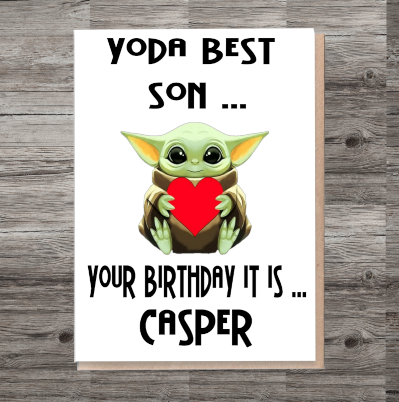 Son Birthday Card, Yoda Card for Son